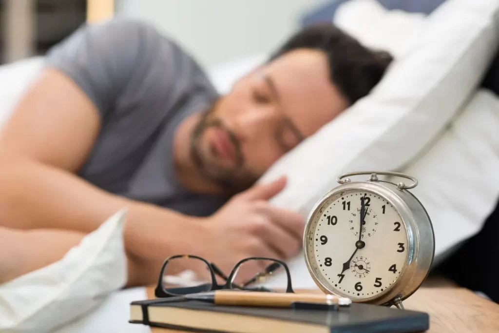 Young man sleeping till 7 Am.