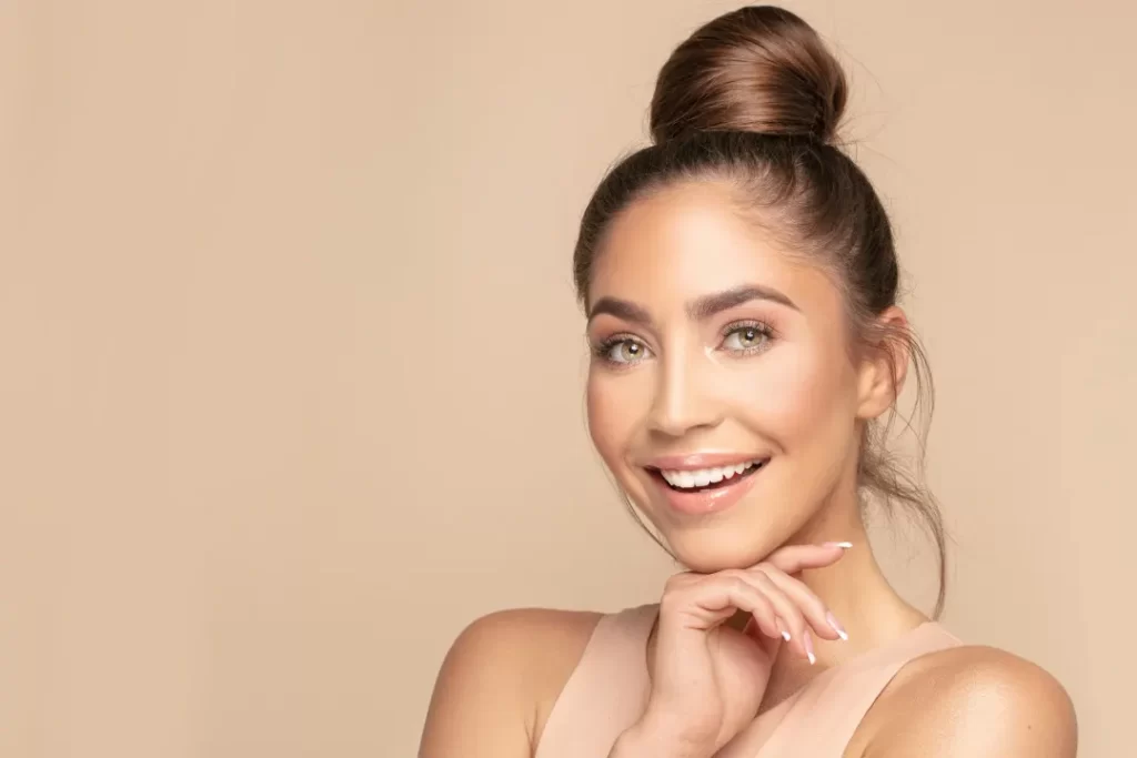 Female face with healthy natural skin