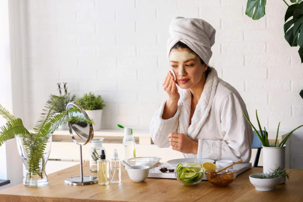 Women doing skin care