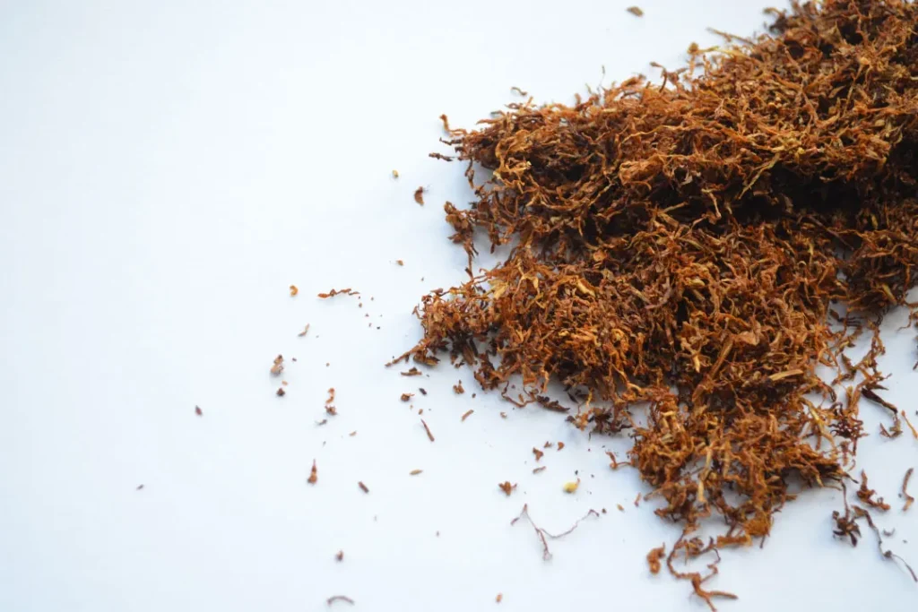 Tobacco on white background.