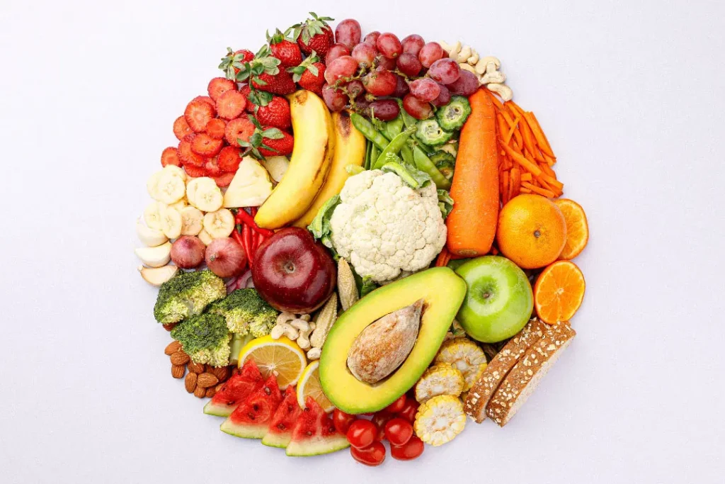 Fruits and vegetables for healthy heart.