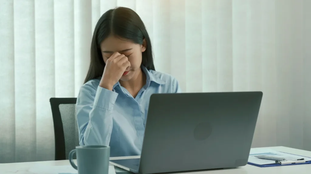 Lady facing stress issue.