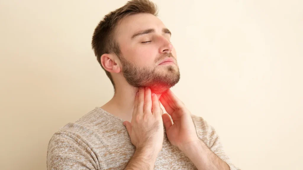 Man having thyroid issue.