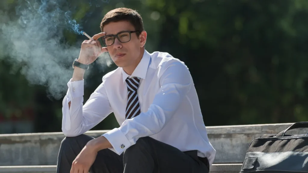 Man is smoking.