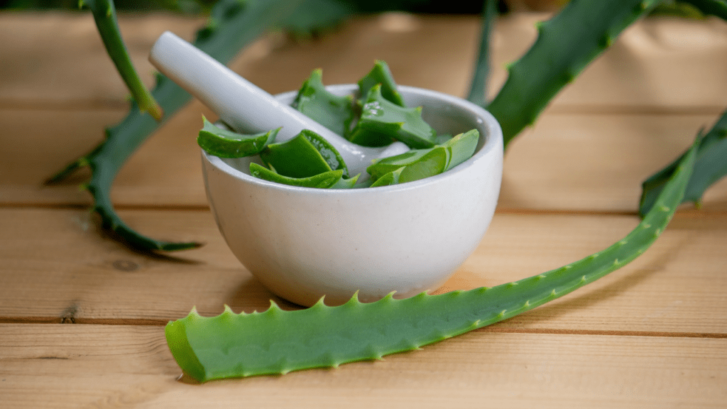 Aloe Vera contains anti-inflammatory qualities.