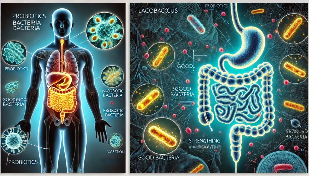 Healthy probiotics in human gut.