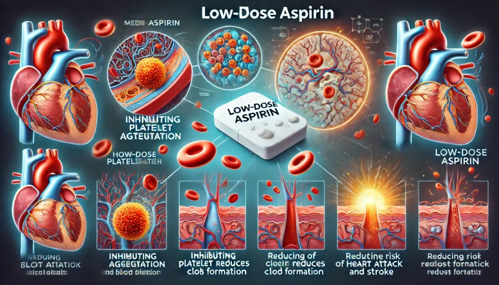 Low-Dose Aspirin affects on heart and brain.