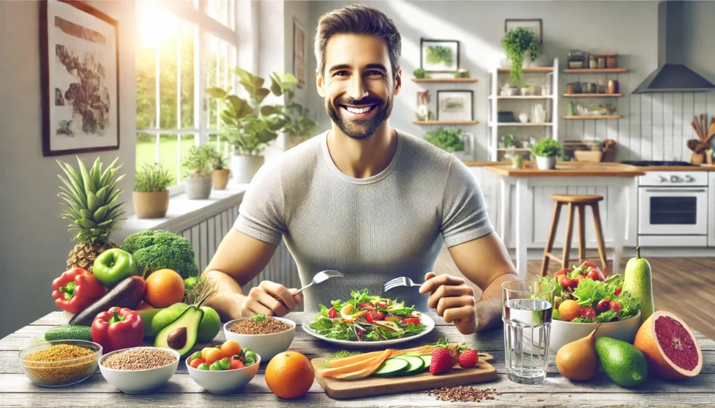 a man eating a healthy diet.