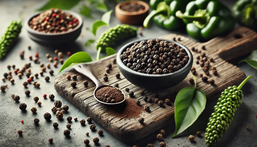 black pepper in its natural and culinary context.