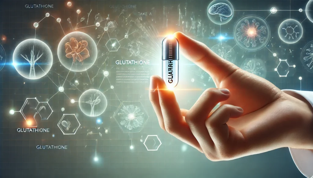 concept of taking a glutathione pill for health benefits.