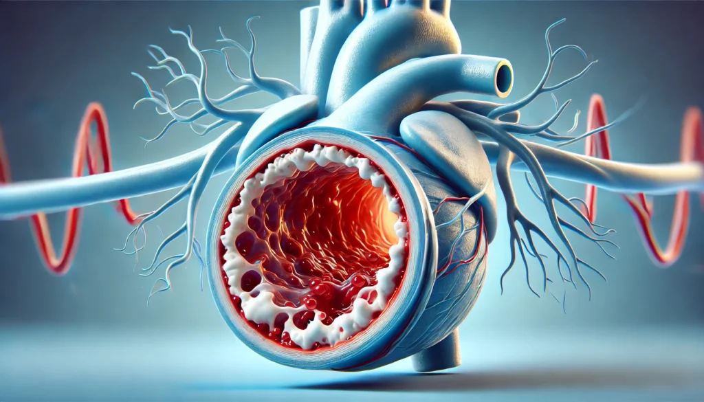 A cross-sectional visualization highlighting turbulent blood flow inside dilated arteries.