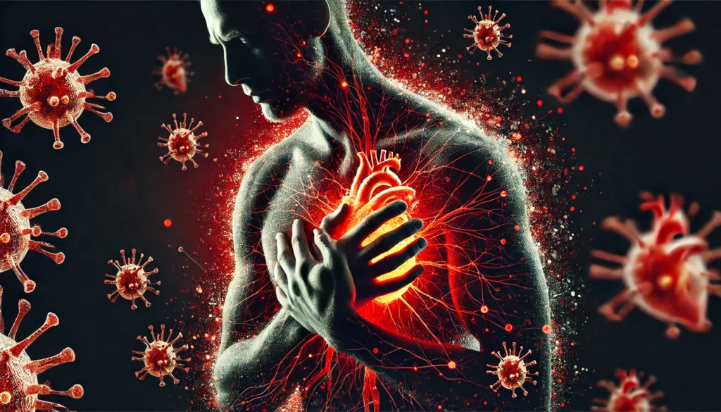 Human silhouette clutching their chest – Depicting a heart attack scenario.