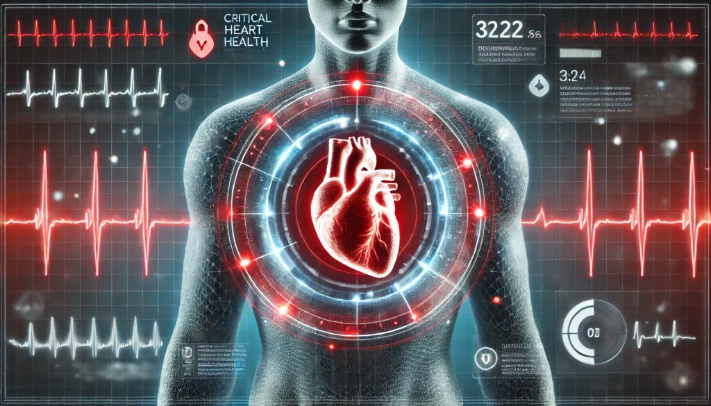 A side-by-side comparison of two human hearts—one appearing weak, damaged, and covered in plaque buildup, while the other looks strong, healthy, and vibrant. The background is split into two contrasting sections: one dark with medical warning signs, symbolizing heart disease, and the other bright with healthy lifestyle symbols, representing heart health and prevention.