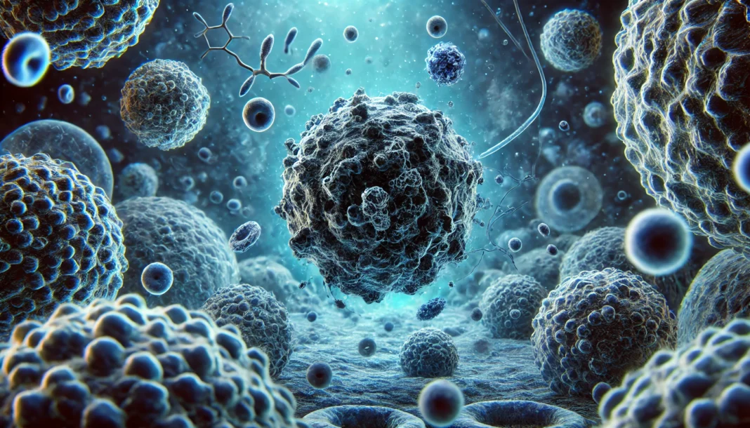 Realistic medical illustration of activated T-cells attacking cancer cells, visually representing how Keytruda (pembrolizumab) enhances immune response against tumors at a cellular level.