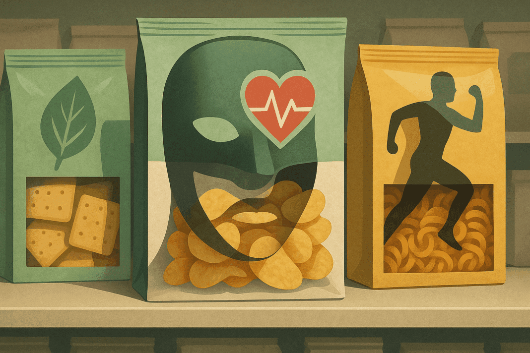 Visual comparison of food packages illustrating the order of food label ingredients by showing whole foods listed first and sugars listed later
