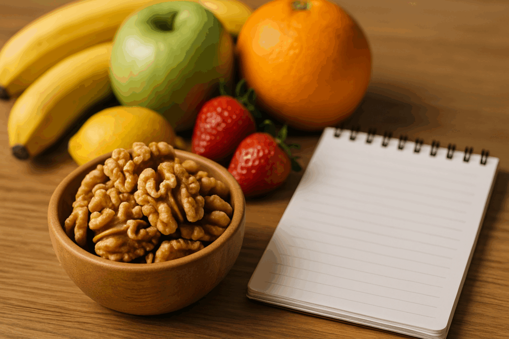 Bowl of fresh walnuts on a kitchen counter illustrating Are Walnuts Good for You for heart health and overall wellness.
