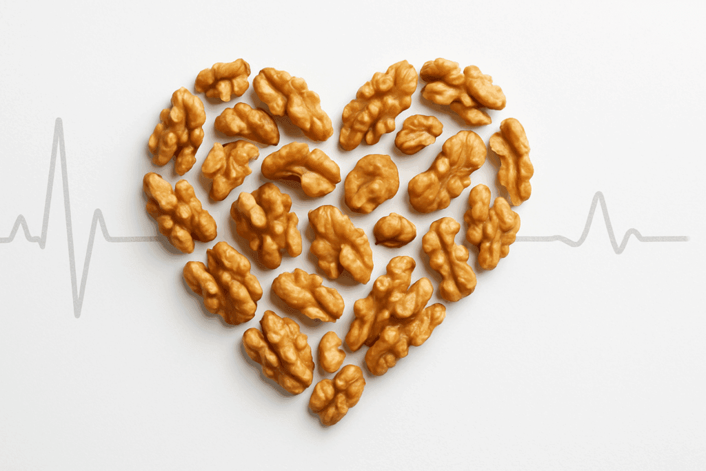 Close-up of walnuts and green leaves showing the nutritional benefits explored in Are Walnuts Good for You.