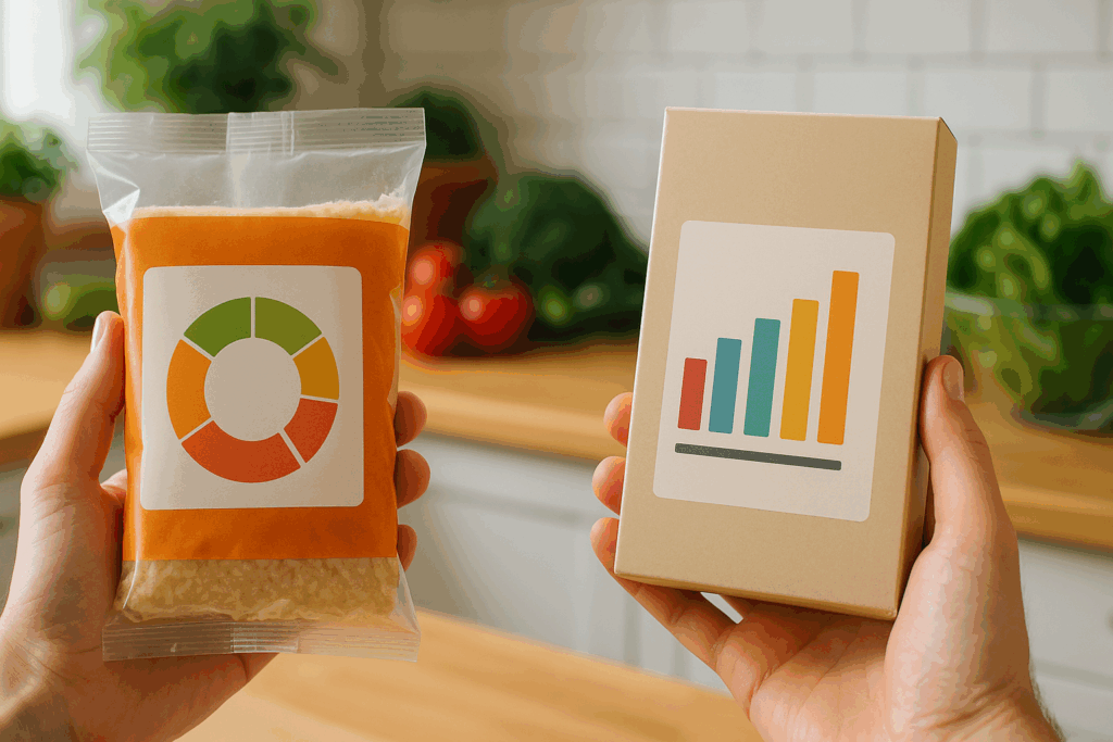 Magnified view of a daily value food picture on a nutrition label, showing key nutrients for smarter food choices.