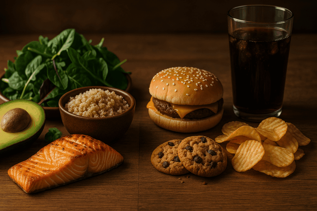 Infographic explaining how to read food labels, with arrows pointing to serving size, calories, and daily value percentages