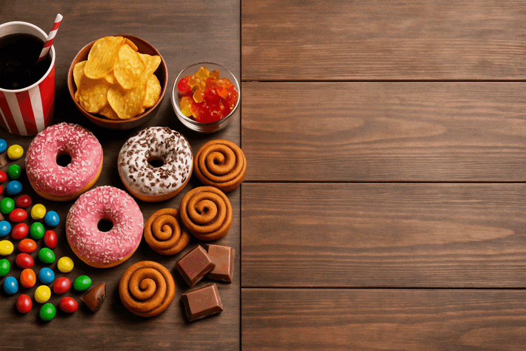 Top-down view of healthy foods like broccoli, salmon, lentils, and oats representing what to eat for prediabetes for better health.