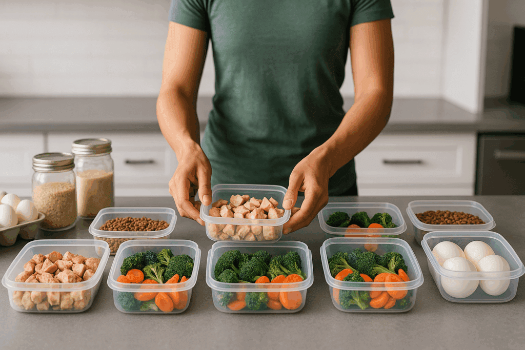 Healthy protein snack options including Greek yogurt, edamame, and roasted chickpeas supporting tips on ways to include protein in daily diet.