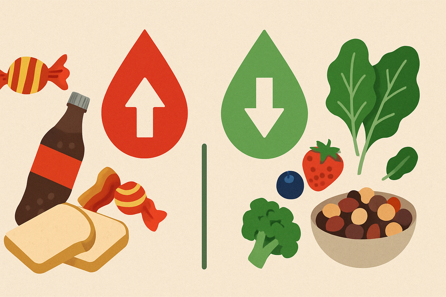 Wholesome display of nutrient-rich foods designed for better glucose control, emphasizing Top Foods That Lower Blood Sugar Immediately.