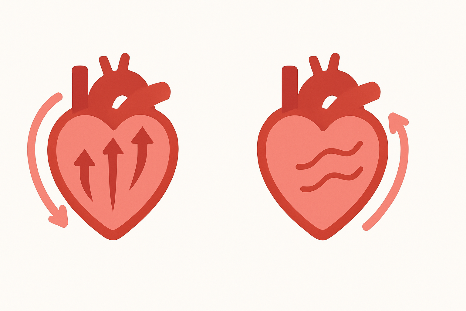 Simple visual diagram comparing systolic and diastolic heart function, illustrating natural ways to lower blood pressure effectively.