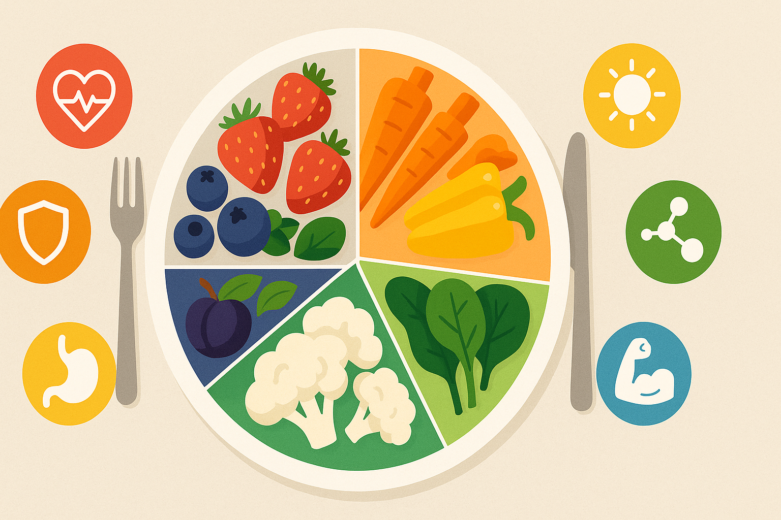 Heart-healthy leafy greens like arugula and chard featured as some of the most healthy fruits and vegetables for long-term wellness