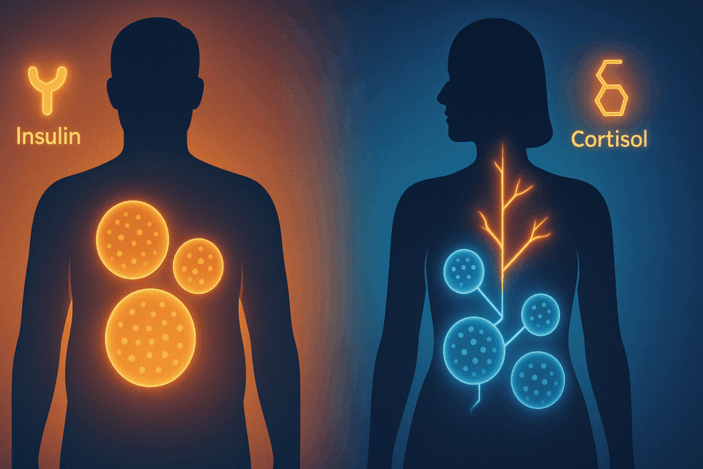 Visual comparison of how the body uses protein for energy in fed versus fasting states, showing insulin and cortisol effects on metabolism.