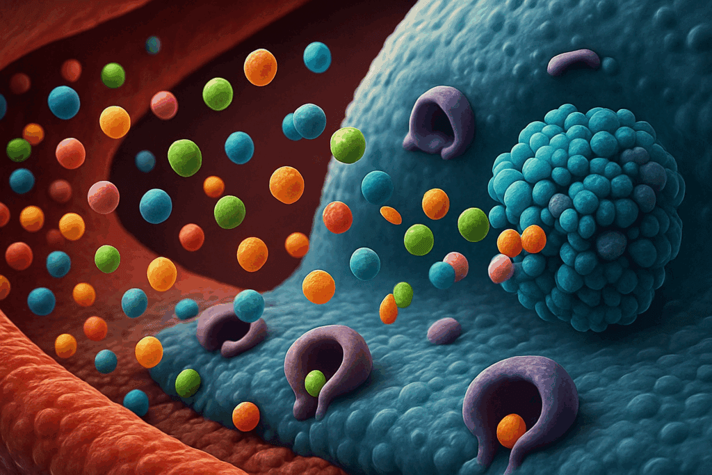 Amino acids traveling through the bloodstream into human cells, forming proteins at the molecular level to explain what are essential proteins