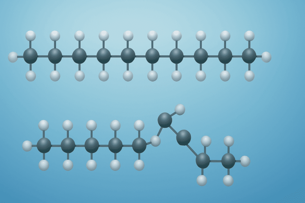 Visual comparison of saturated and unsaturated fat molecular structures illustrating what foods contain saturated fat at a chemical level
