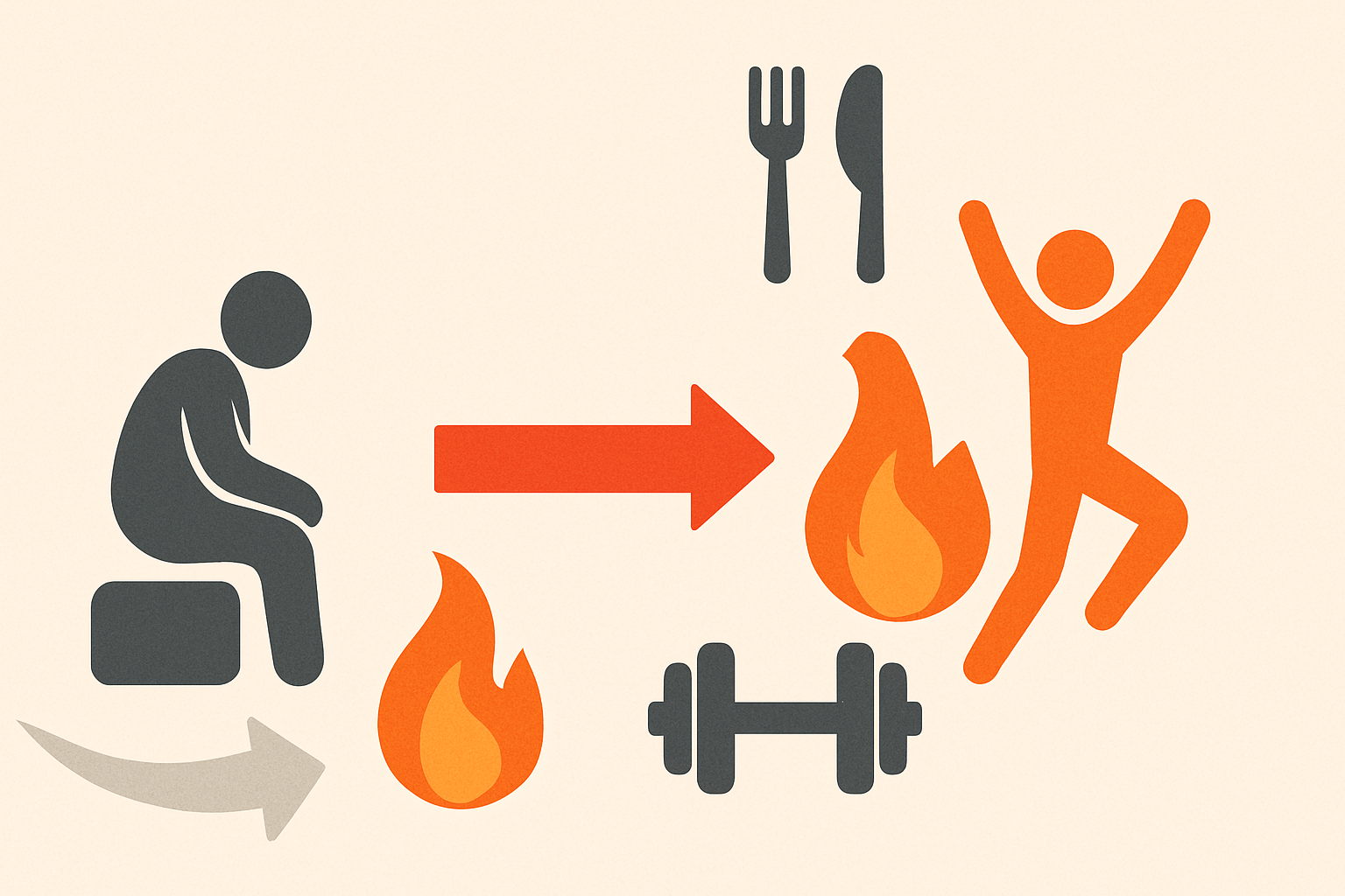 Infographic showing metabolic adaptation and reverse dieting to lower body fat percentage naturally with abstract visuals of energy shift, food, and exercise.