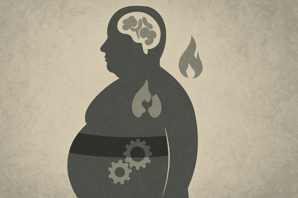 Human silhouette showing hormonal imbalance, slowed metabolism, and weight regain—visual risks linked to not eating to lose weight.