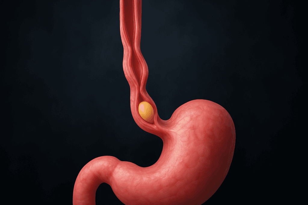 3D rendering of the esophagus showing peristalsis pushing food toward the stomach, illustrating how the digestive system works