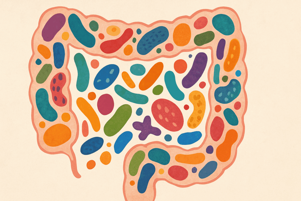 Colorful abstract representation of gut microbiome diversity, illustrating the impact of fiber on digestive health in the context of Keto vs Carnivore diets.
