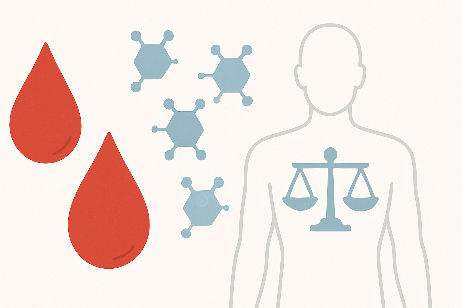 Abstract medical illustration symbolizing balanced blood sugar, insulin regulation, and glucose molecules inside the body for a Keto vs Carnivore metabolic health comparison.