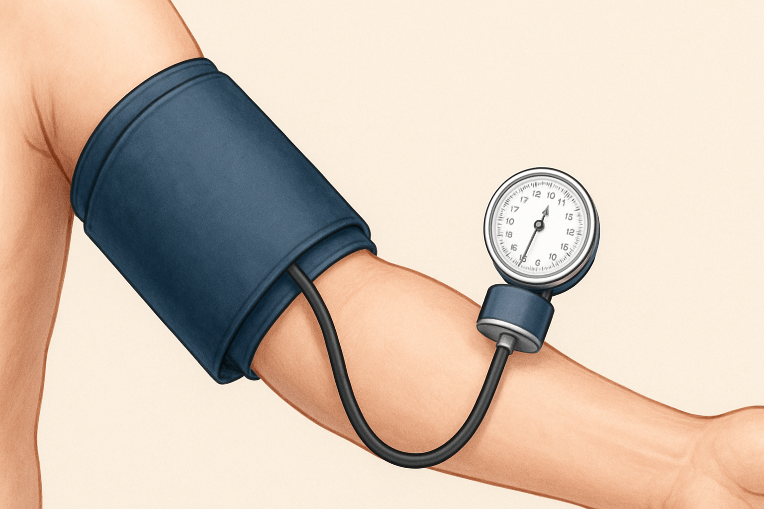 Proper blood pressure cuff placement on upper arm showing gauge for how to read bp measurement accurately