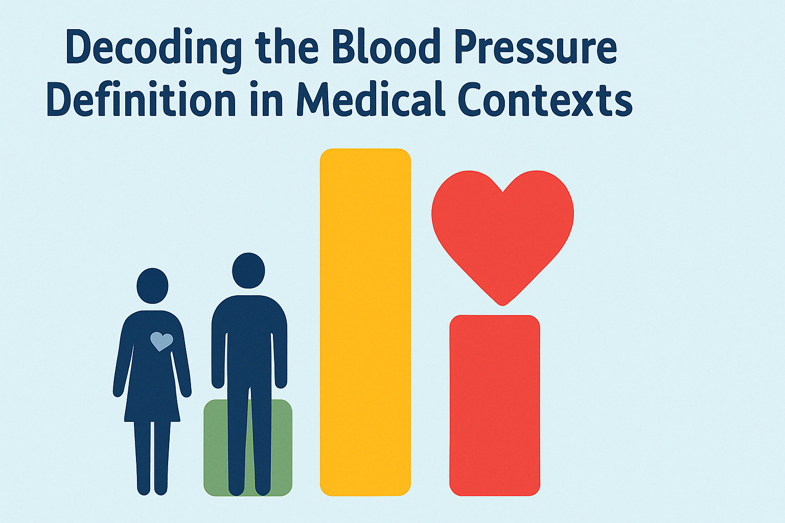 Color-coded infographic showing human figures and heart icons symbolizing stages of another term for high blood pressure.