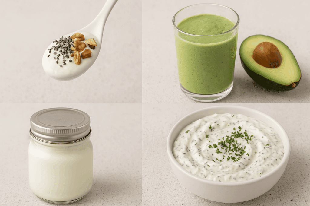 Step-by-step collage showing practical keto meals with yogurt, illustrating how and why is yogurt keto friendly