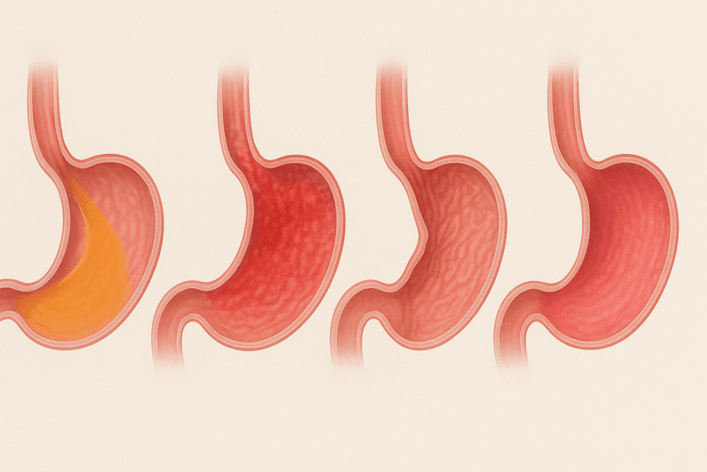 Progression of esophageal damage showing stages of untreated acid reflux for the query how long does gerd last in adults
