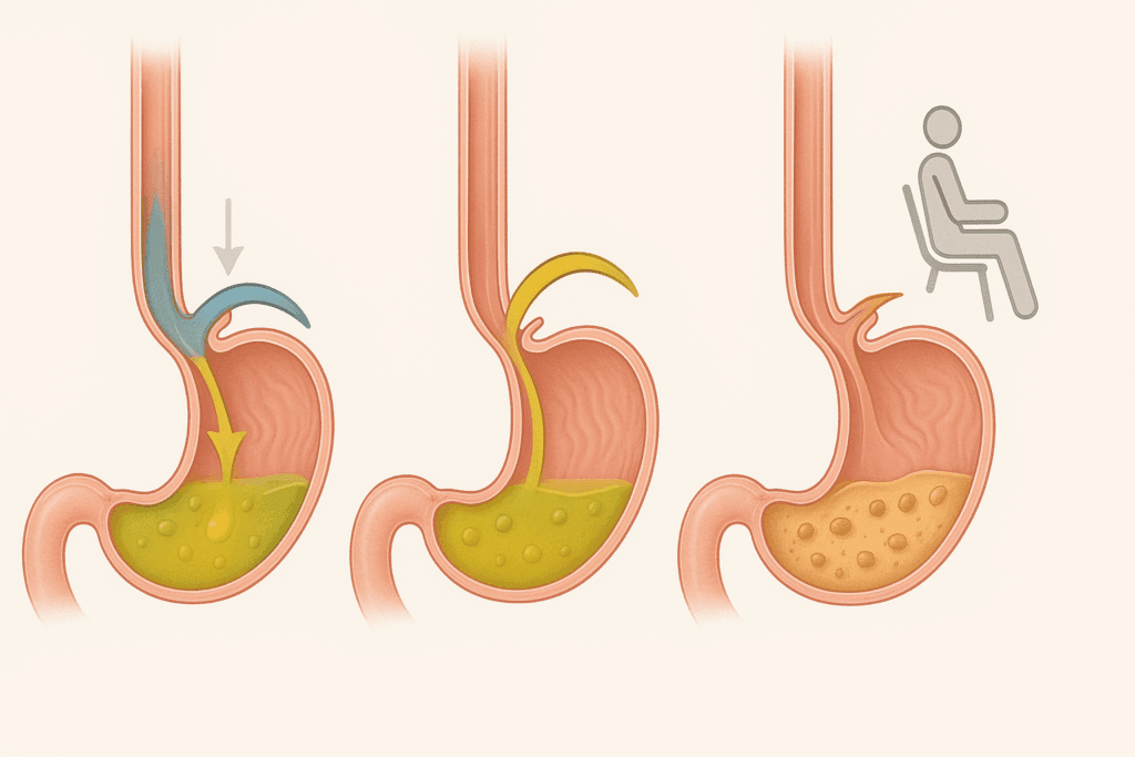 Medical infographic comparing acid reflux, non-acid reflux, and GERD-related symptoms to illustrate what causes regurgitation